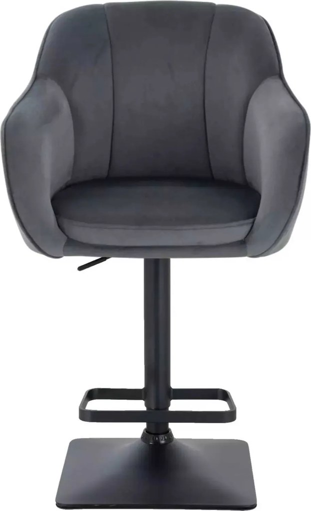 LuxuryForm DESIGN Barová stolička AVOLA VELUR na čiernej hranatej podstave - tmavo šedá