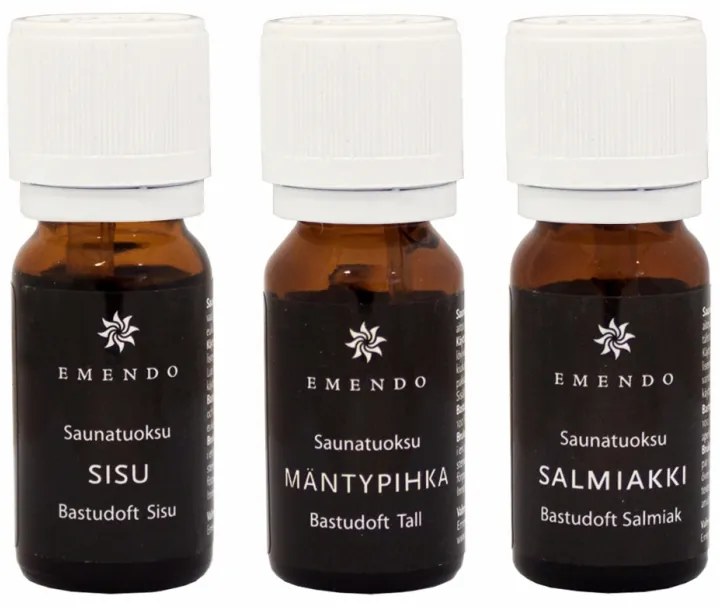 Set vôní do sauny Emendo 3x10ml / Salmiak, Borovica, Sisu