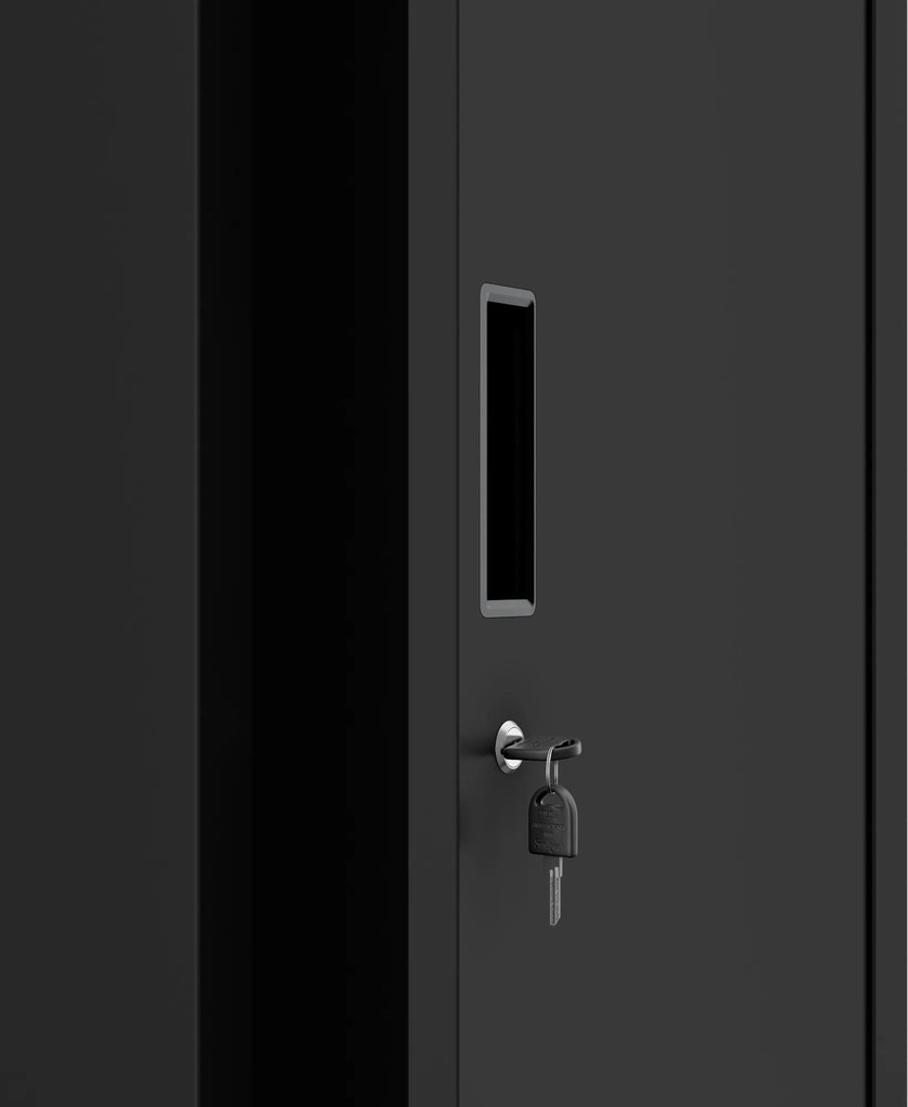 Dvojkomorová pracovná skrinka na oblečenie čierna, 400x1800x500 mm: KACPER 1 Plus