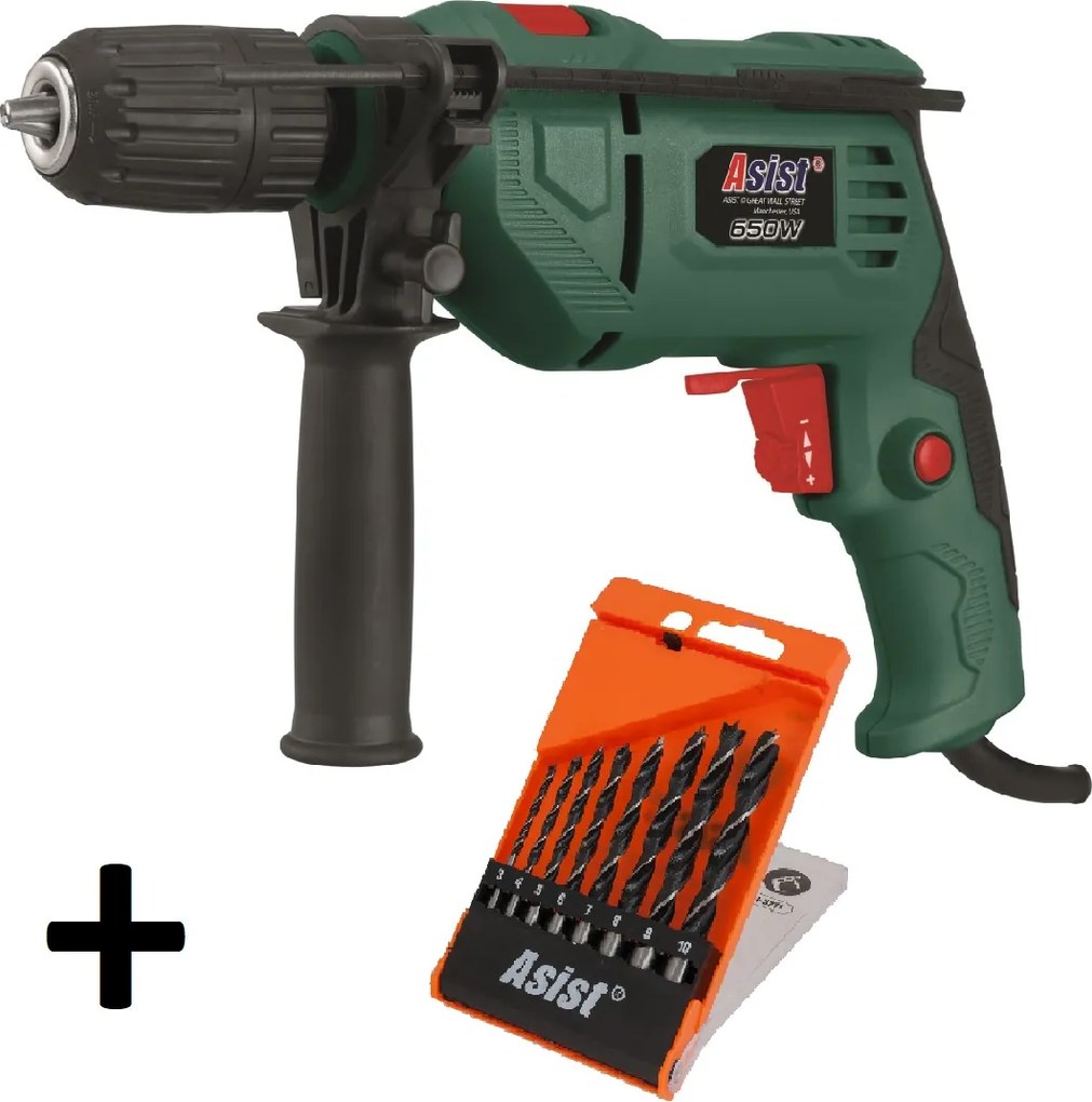 ASIST AE1P65DN-1-SAD Príklepová vŕtačka 650 W + sada vrtákov