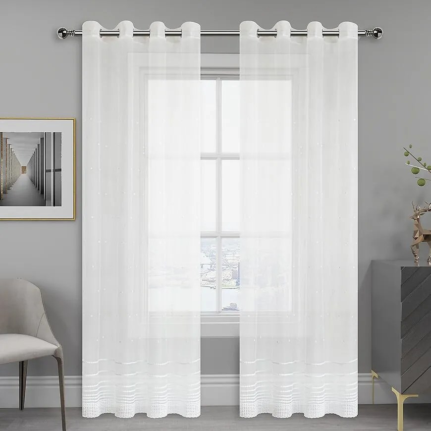 Záclona E6216 biely 160 Tovar na mieru