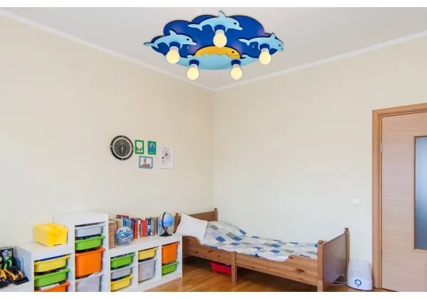 Detské stropné svietidlo LUCCA 5xE27/24W/230V modré