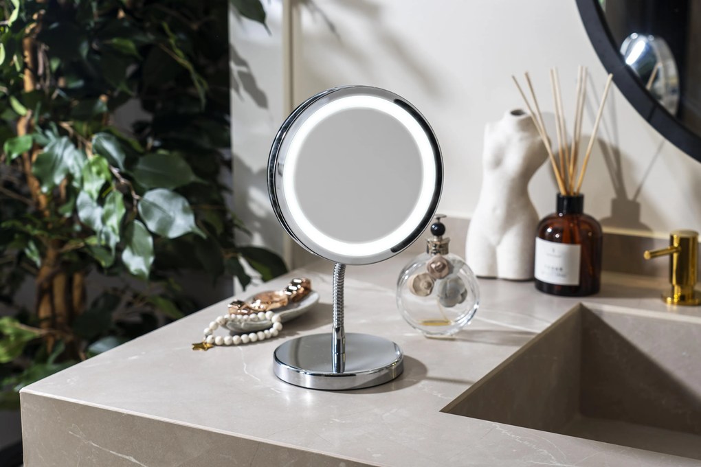 Adler AD 2159 LED make-up zrkadlo s osvetlením stojace na kozmetickej nohe zväčšovacie make-up zrkadlo