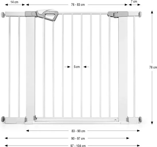 Bezpečnostná zábrana GUARDY 104 s rozšírením, biela