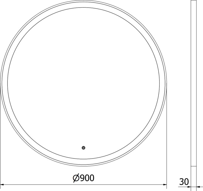 Mexen Esso, okrúhle LED podsvietené kúpeľňové zrkadlo 90 cm, 6000K, vykurovacia podložka proti zahmlievaniu, čierny rám, 9825-090-090-611-70
