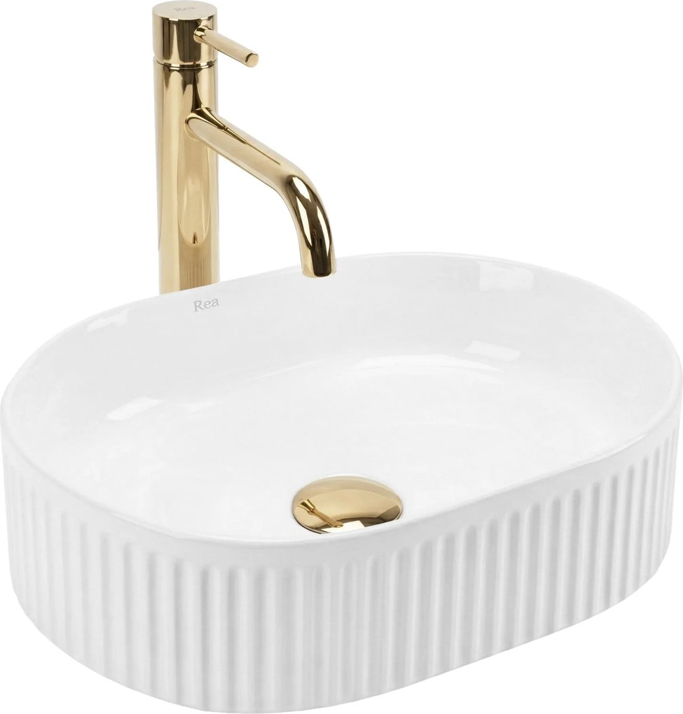 Rea Vanda Mini 40, umývadlo na dosku 400×300×120 mm, biela lesklá, REA-U3536