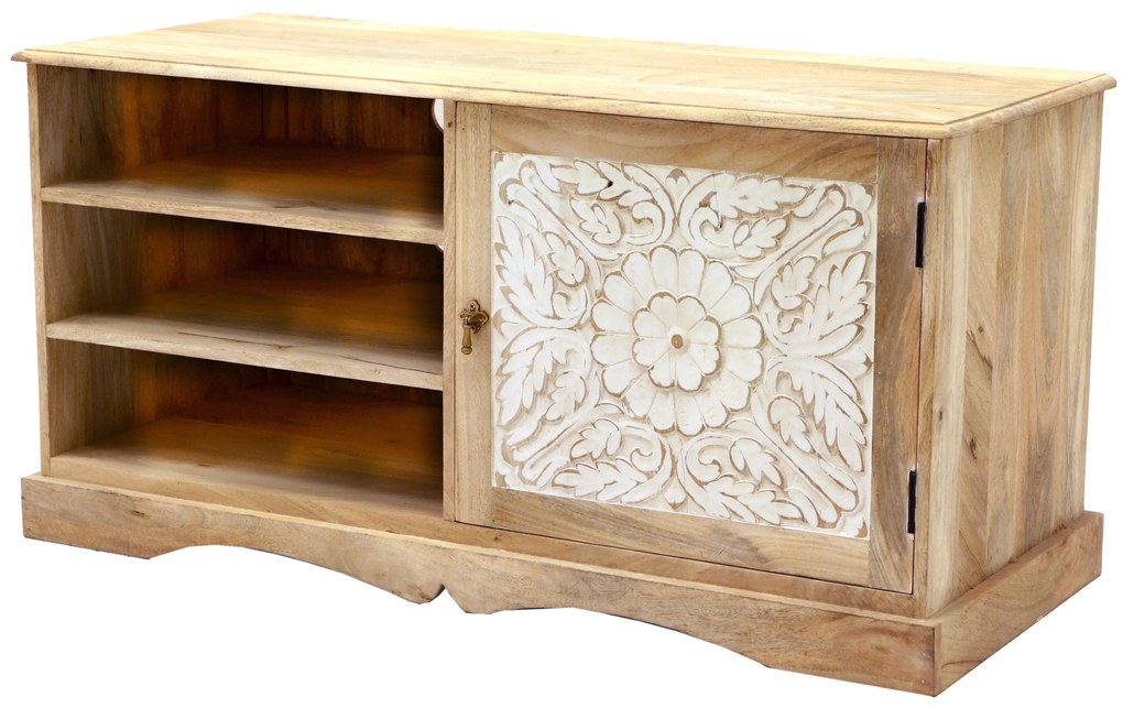 furniture-nabytek.cz - Rustikální tv stolek z dřeva mango 120x60x45