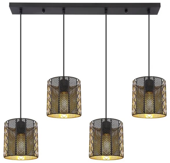 Globo 15450-4H - Luster na lanku ABINY 4xE27/60W/230V zlatá/čierna