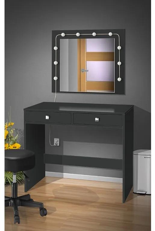Nabytekmorava Toaletný stolík s LED osvetlením a zrkadlom farba lamina: čierná