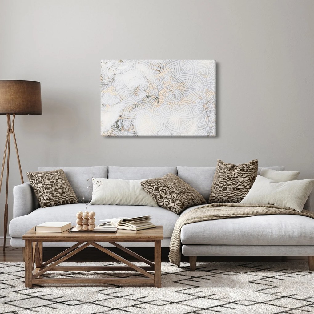 Obraz bielej mandaly (90x60 cm)