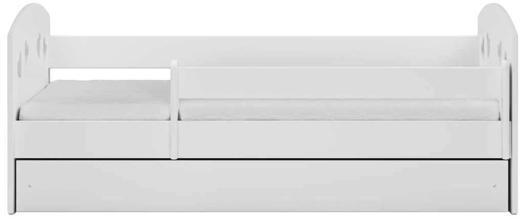 Detská srdiečková posteľ JULIE sa zásuvkou - biela 180x80 cm