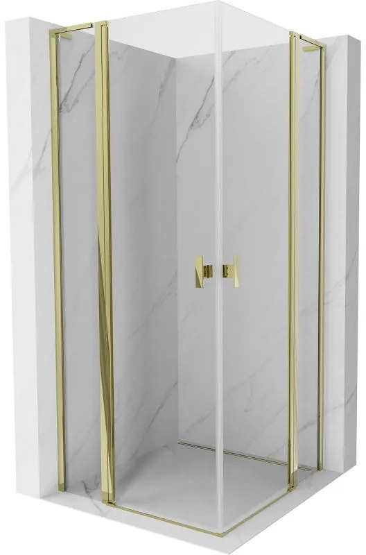 Mexen, Mexen Mist L Duo výklopný sprchový kút 100 x 100 cm, transparentný, zlatý - 8A4L-100-100-50-00