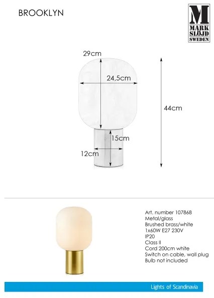 Markslöjd 107868 - Stolná lampa BROOKLYN 1xE27/60W/230V