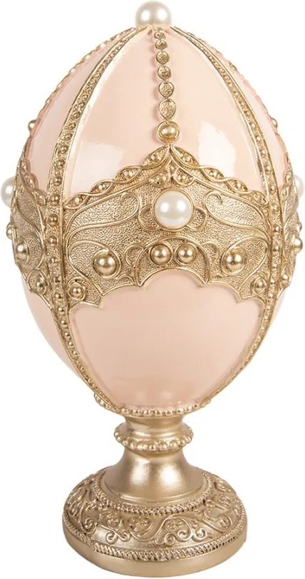 Ružovo-zlaté zdobené vajíčko na podstavci - Ø 15*27 cm