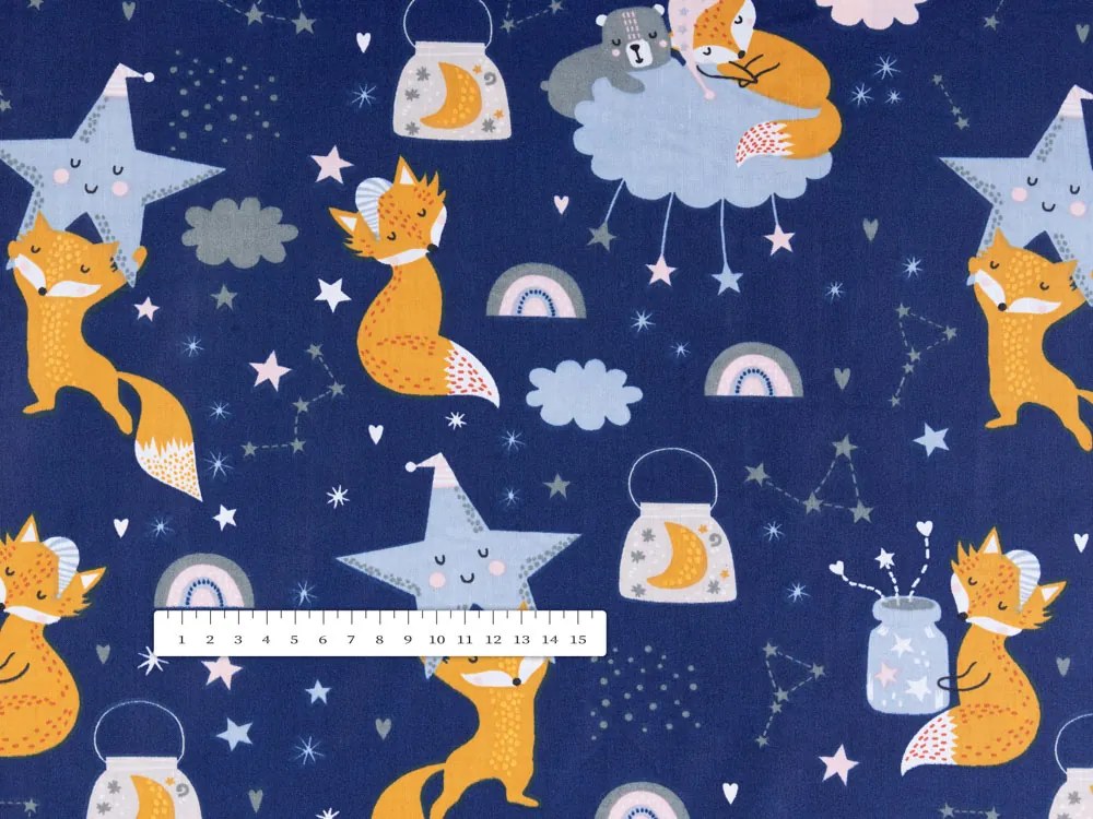 Biante Detská bavlnená obliečka na vankúš s lemom Sandra SA-281 Líšky na večernej oblohe 35 x 45 cm