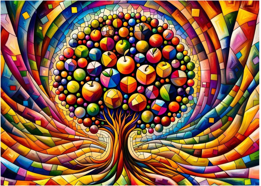 Obraz – Farebný strom s jablkami (70x50 cm)