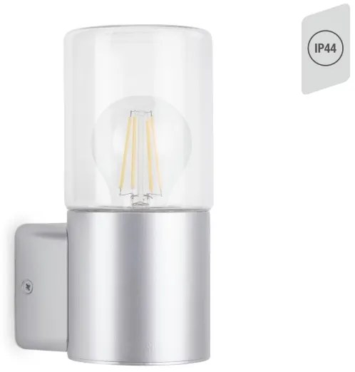 Briloner 320504TF - Vonkajšie nástenné svietidlo 1xE27/12W/230V IP44 strieborná