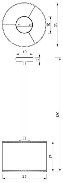Luster na lanku LOFT SHADE 1xE27/60W/230V pr. 25 cm čierna/zlatá