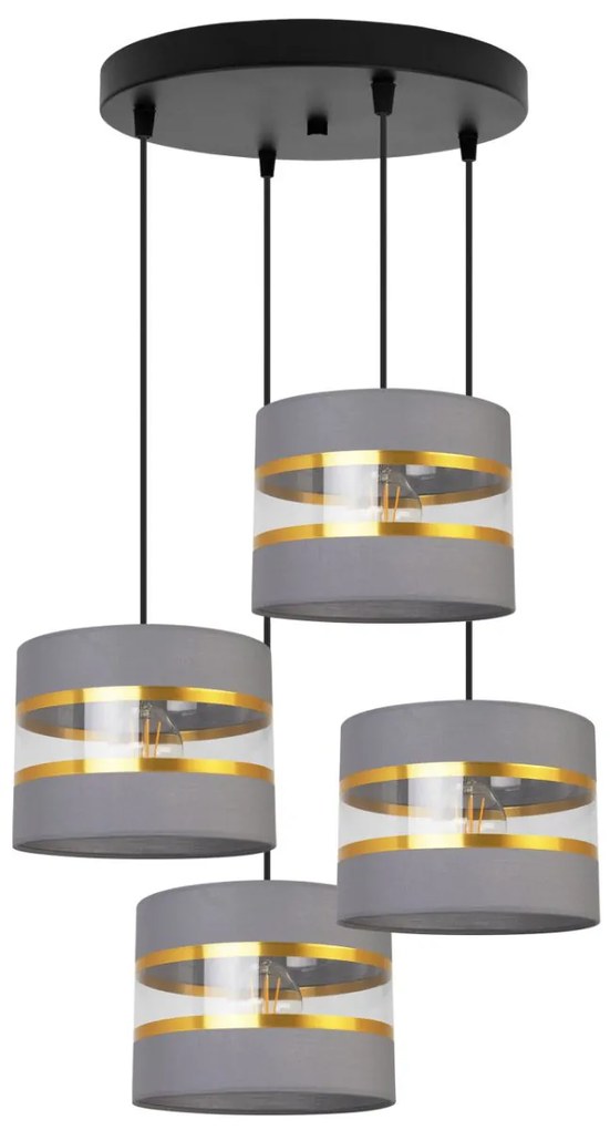 Závesné svietidlo Elegance, 4x textilné tienidlo (mix 6 farieb), (výber z 2 farieb konštrukcie), o, g