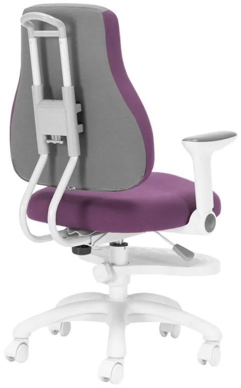 Detská rastúca stolička Neoseat KINDER WHITE — látka, šedá / fialová