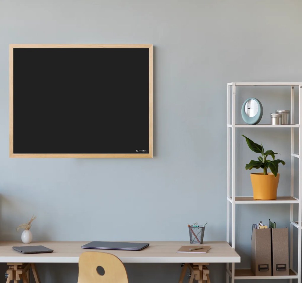 Toptabule.sk Čierna magnetická tabuľa v prírodnom drevenom ráme 200x100 cm