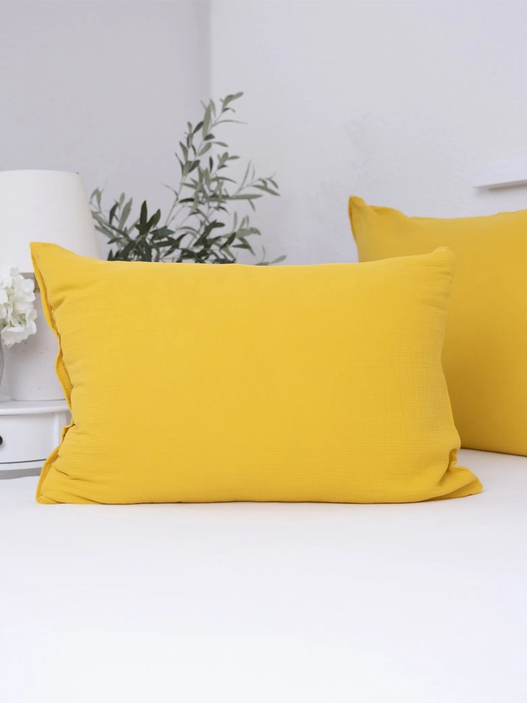 Mušelínová obliečka na vankúš 50 × 70 cm – Alexia horčicové