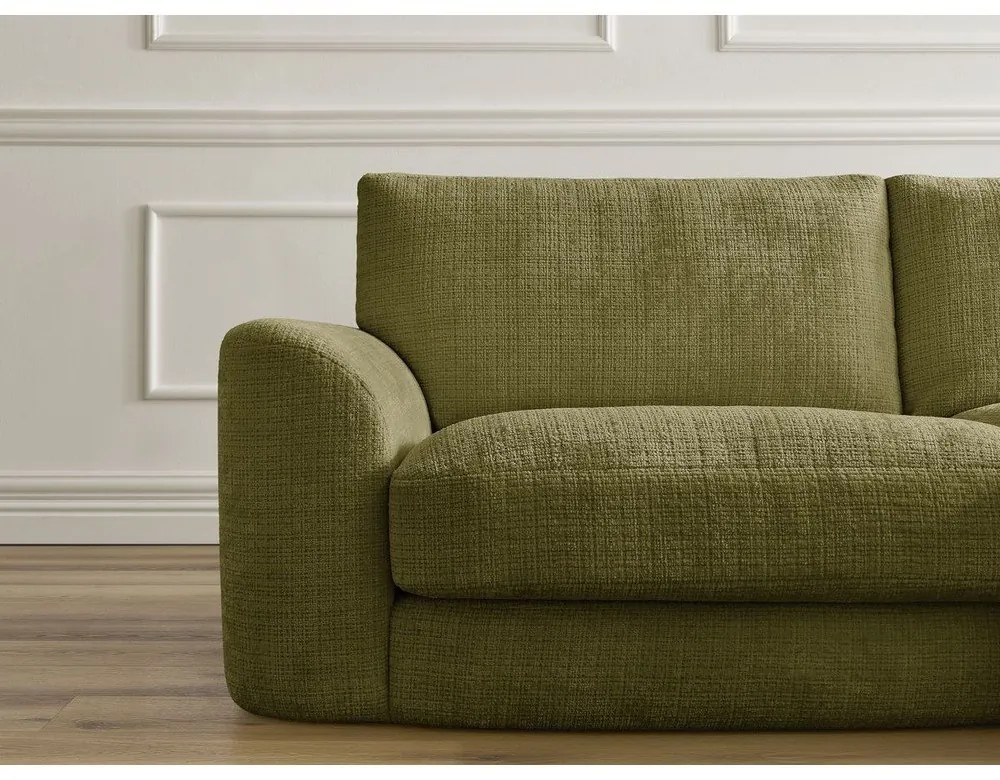 Khaki ženilková rohová pohovka (pravý roh/s leňoškou) Leonore – Bobochic Paris