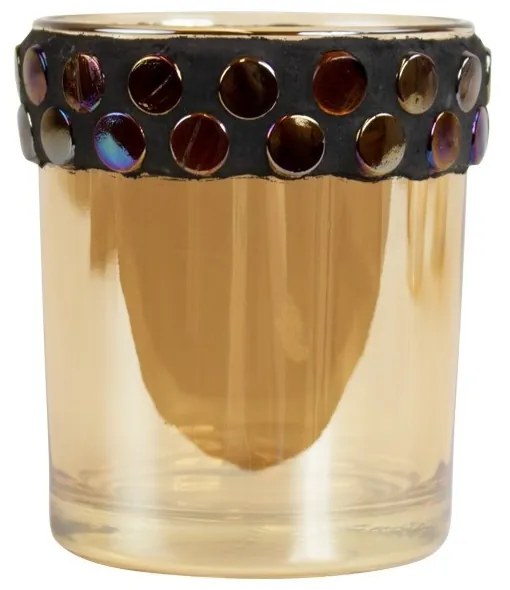 Sklenený svietnik na čajovú sviečku so zdobeným hrdlom - 7 * 7 * 8,5cm