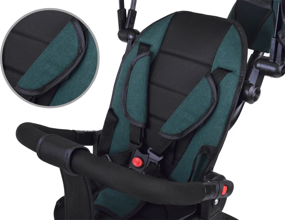 Detská trojkolka Tiny Bike 3 v 1 so strieškou, otočná SP0650 zelená