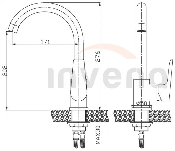 Invena DOKOS BZ-19-002-V Drezová batéria, chróm-biela - Invena