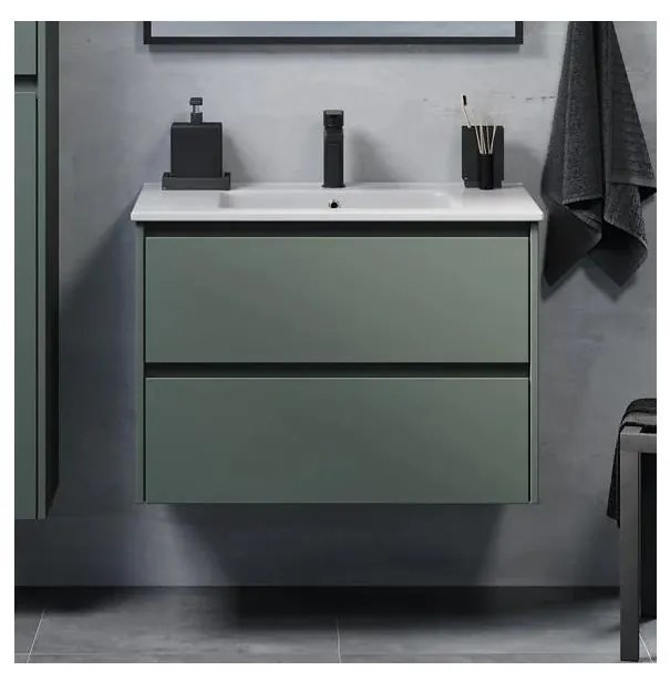 Kúpeľňová skrinka s umývadlom MOLDE 80 cm zelená