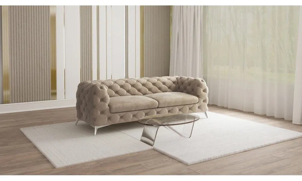 Sivobéžová zamatová pohovka 225 cm Chelsea – Ropez