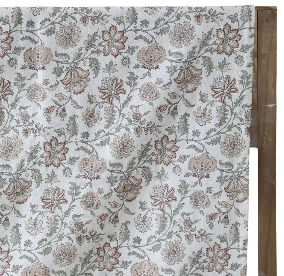 Krémový bavlnený obrus s kvetmi Aix Wild Flowers - 140*240 cm