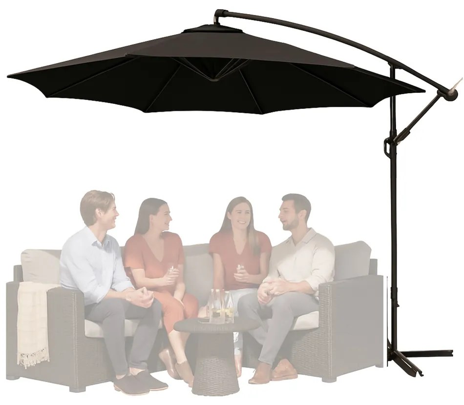 LEAN Bočný záhradný slnečník s nastaviteľným sklonom – 350 x 250 cm, antracitový