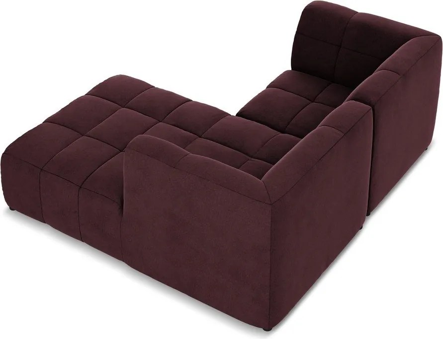 Vínovočervená zamatová rohová pohovka (pravý roh/s leňoškou) Aloha – Makamii
