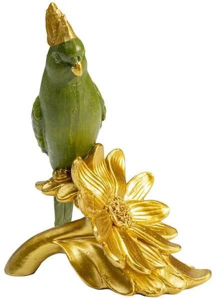 Flower Parrot dekorácia 14 cm zelená/zlatá