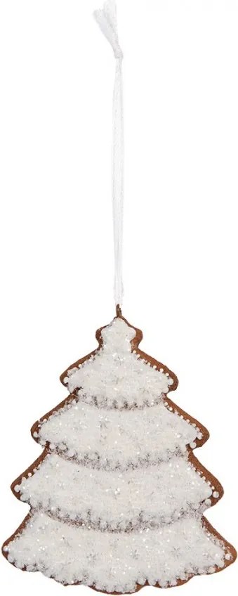 Závesná dekorácia zasnežený perníkový stromček Frosted Ginger - 9*1*10 cm