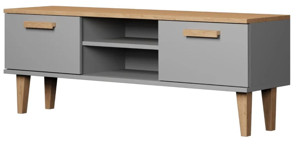 TV skrinka DENVER 120 cm sivá/dub hickory