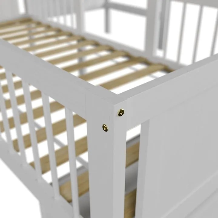 Biela detská posteľ domček s úložným priestorom a stolom