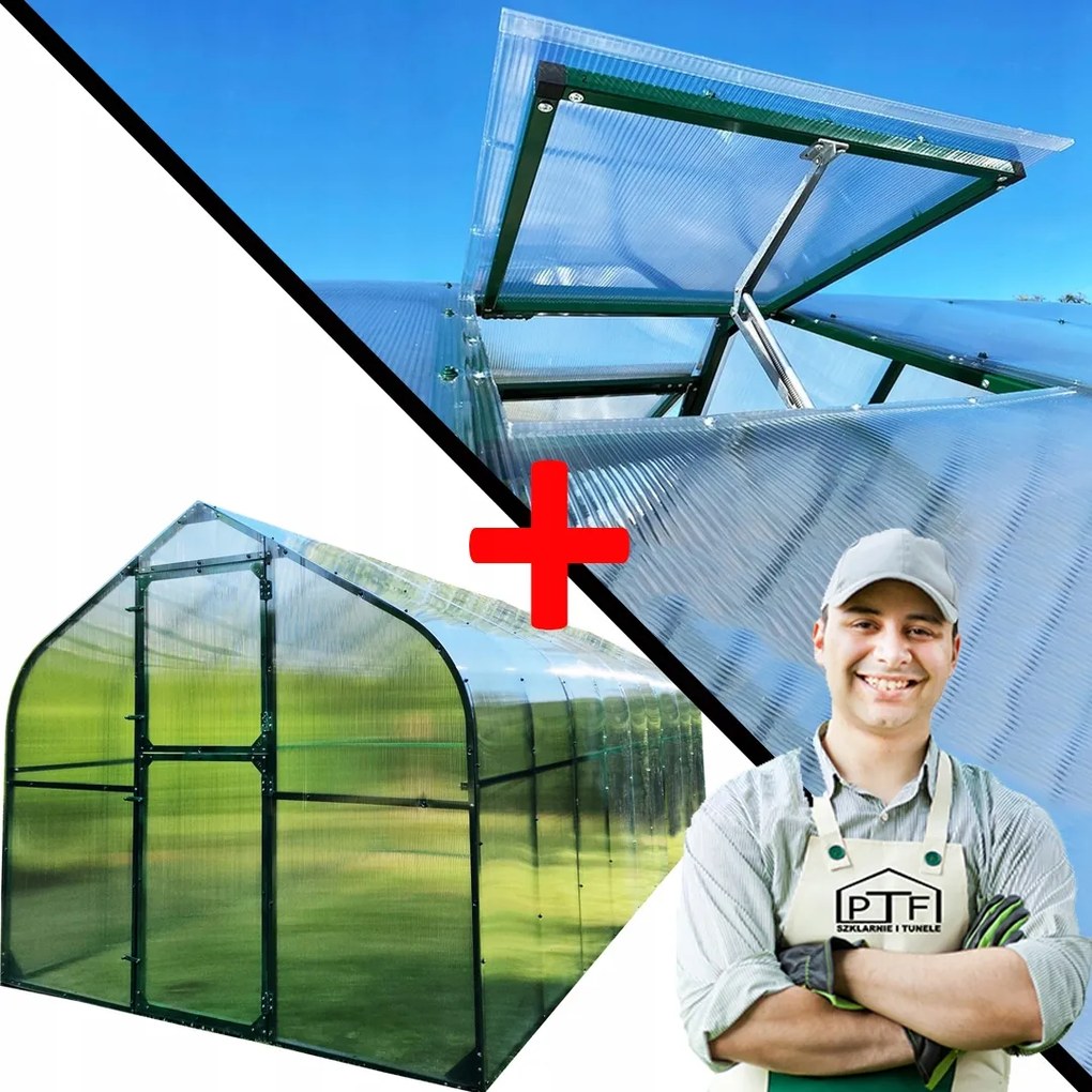 Skleník Polykarbonátový Tunel 15M2 250X600 Ptf Poľsko Zelená Okno Súčasťou Balenia