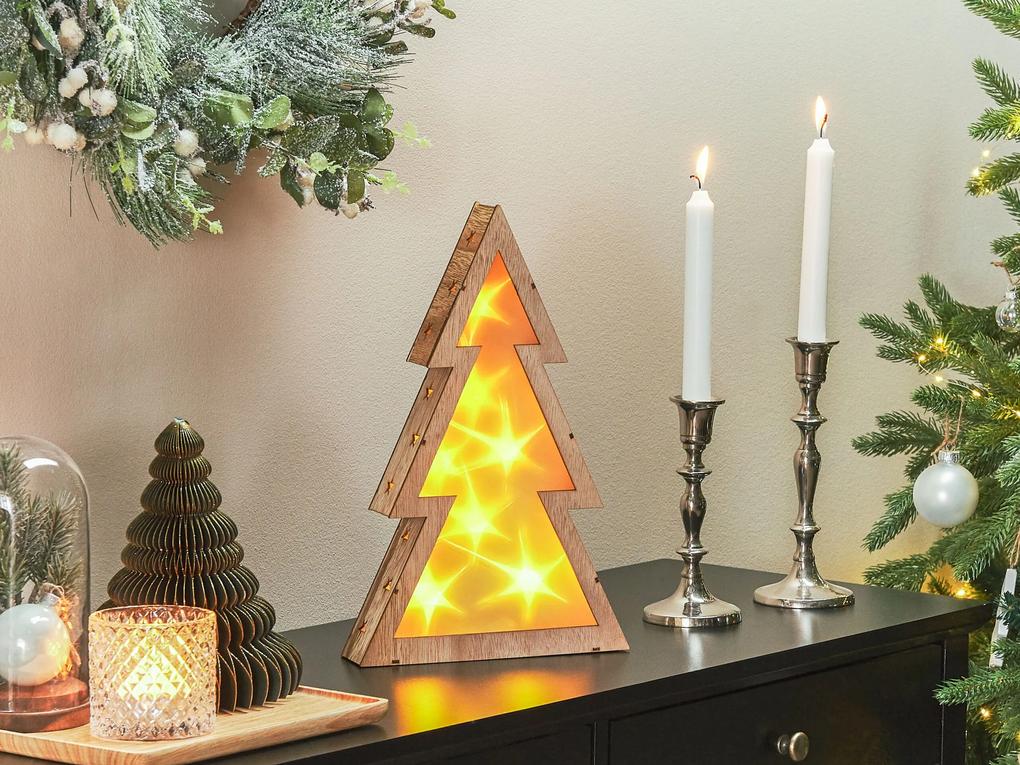 LED dekorácia vianočný stromček svetlé drevo JUVA Beliani