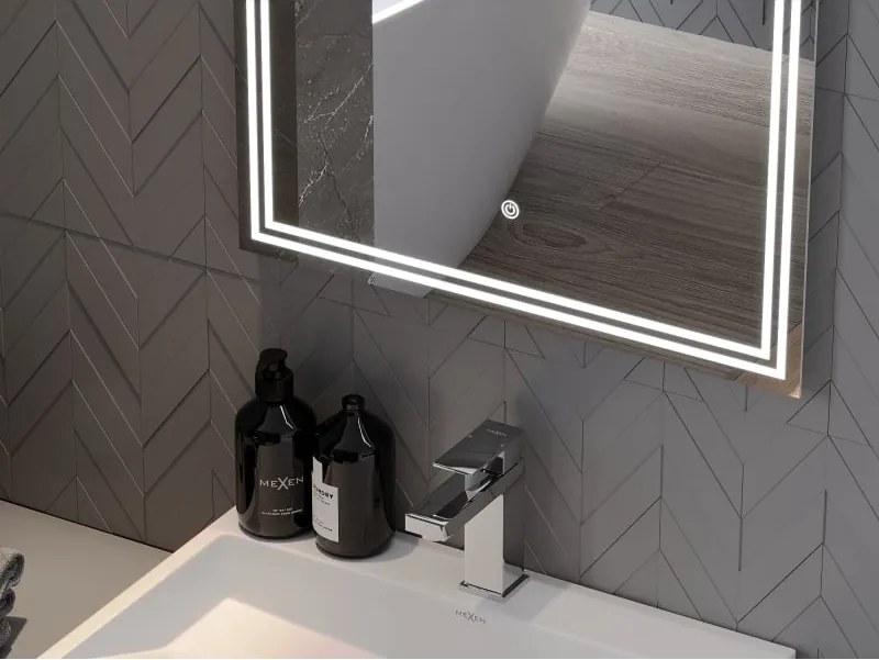 Mexen Taco podsvietené kúpeľňové zrkadlo 50 x 70 cm, LED 6000K, proti zahmlievaniu - 9805-050-070-611-00