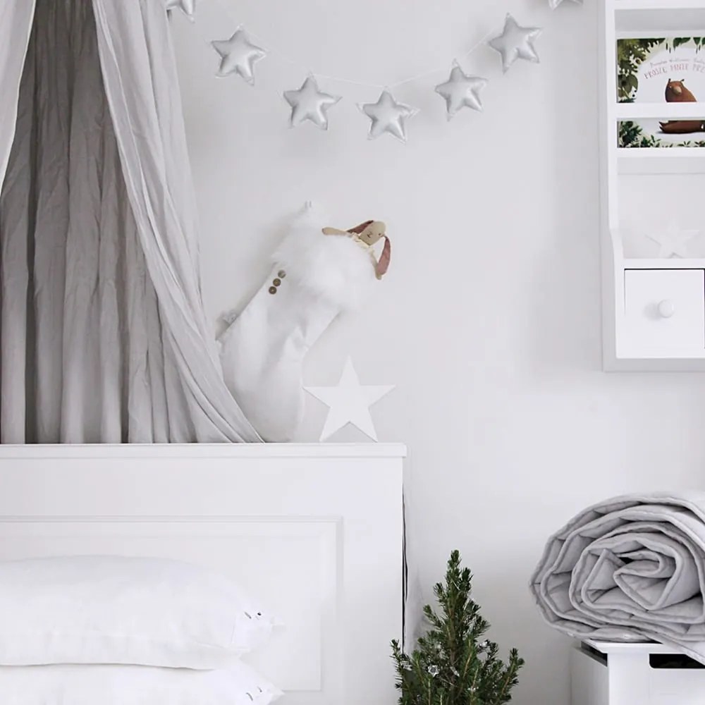 Vianočná pančucha biela s bielou kožušinou 42x26cm