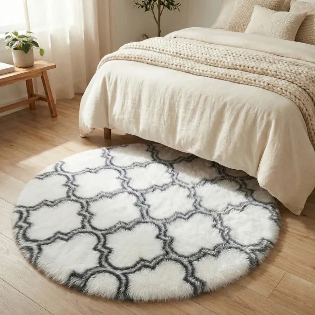 Protišmykový koberec DECOR biely / sivý 1 kruh