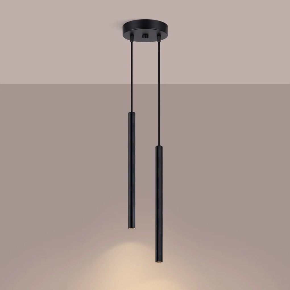 Závesné svietidlo Arche, 2x čierne kovové tienidlo, o