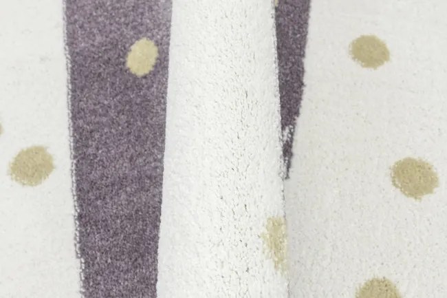 Koberec LIMA M044A krémový / fialový / zlatý polkruh