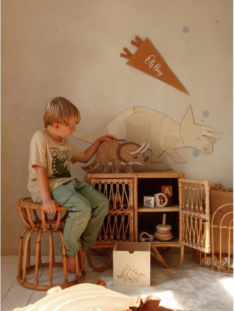 Drevená nástenná dekorácia Origami Triceratops – dinosaurus do detskej izby XL