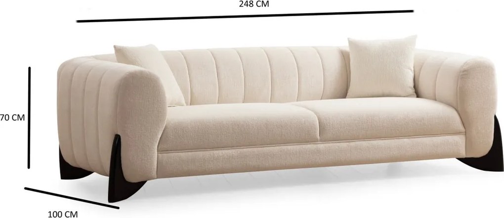 Trojmiestna pohovka Sandreo 248 cm biela