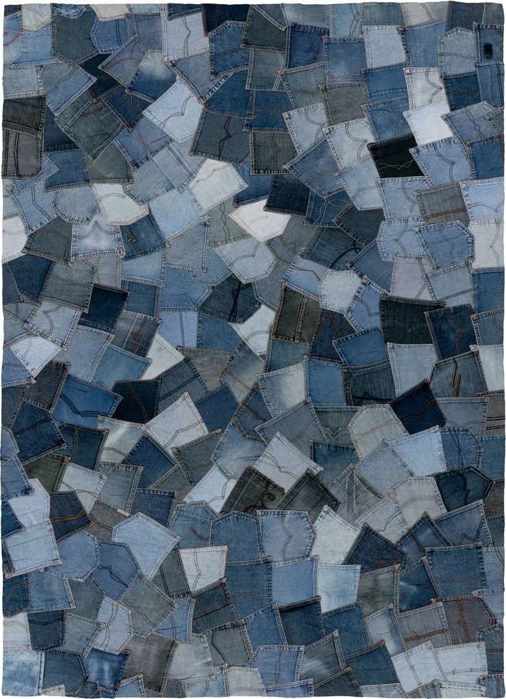 Obsession, Ručne všívaný kusový koberec My Denim Pocket 465 Blue, 80x150, modrá, chodba / predsieň