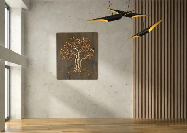 Svietiaci obraz strom Olivovník na batériu
